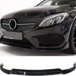 Mercedes C-Class W205 AMG Brabus Style Front Bumper Spoiler / Lip Gloss Black 3pc 15-19