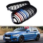 BMW F20 1 Series Kidney Grille Set Double Slat Gloss Black with Stripes LCI 15-18 - Image 2