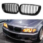 BMW E46 3 Series LCI Dual Slat Kidney Grilles Black Set 02-05 - Image 2